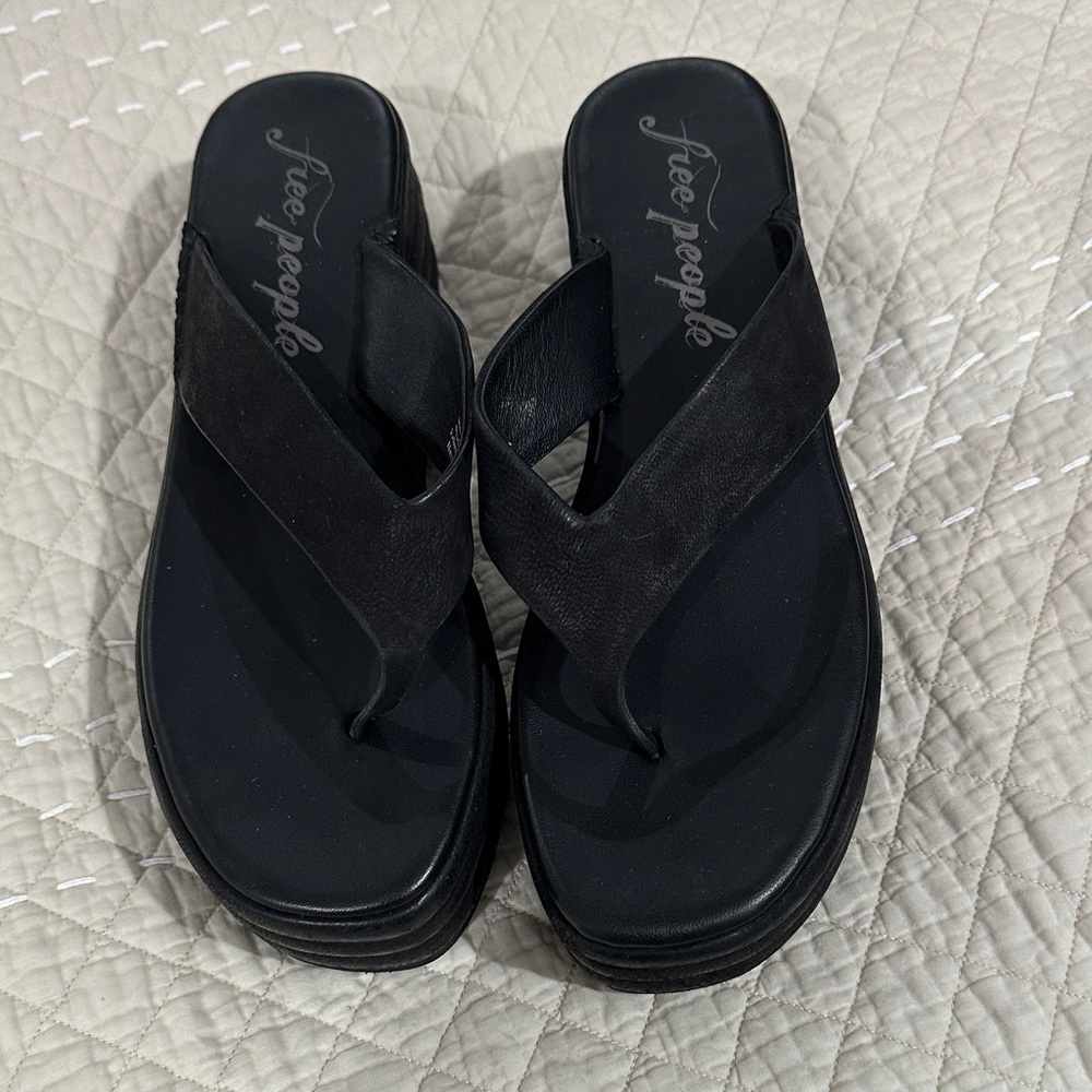 Free People Black Slip-On Sandals